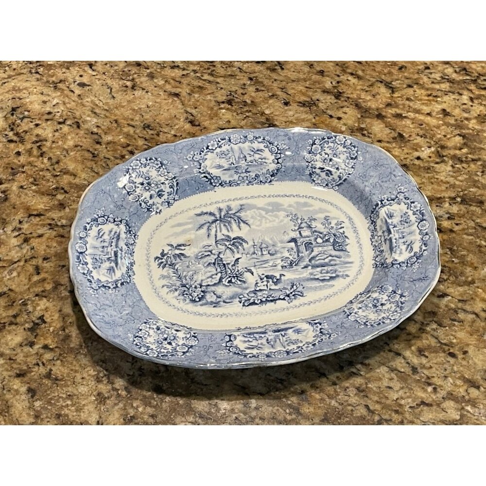 Antique Ridgway Oriental Blue and White  13" Serving Platter Tray